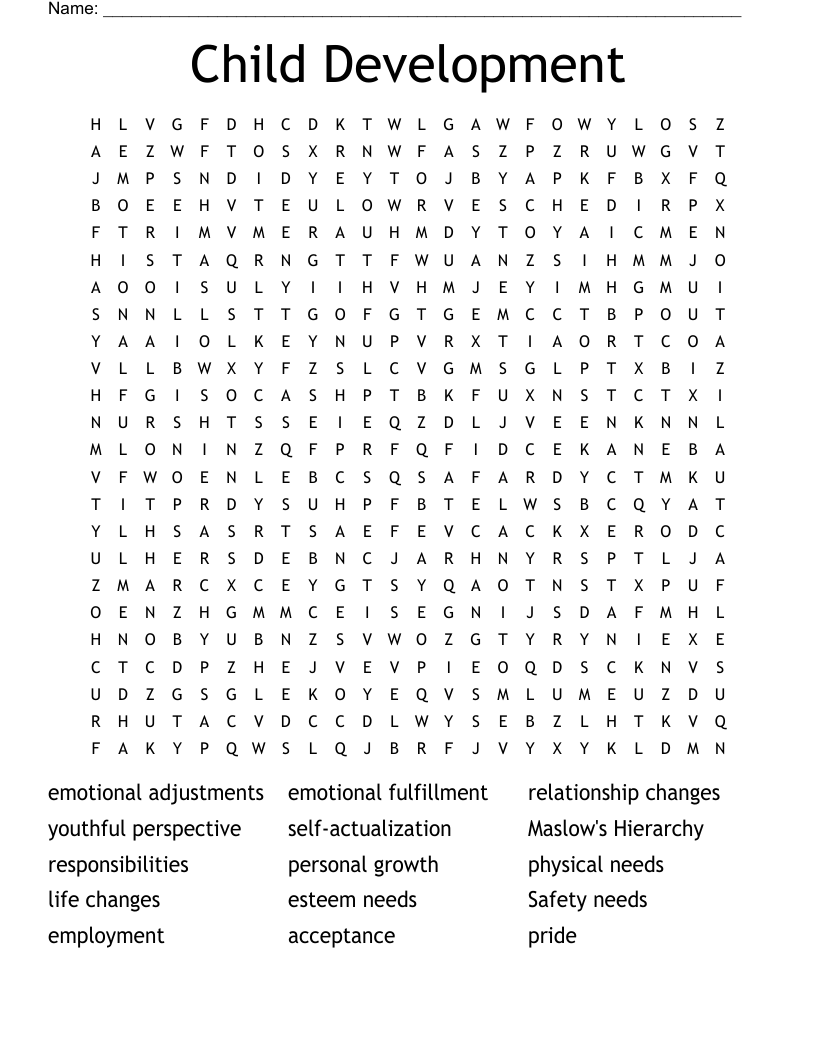 Child Development Word Search