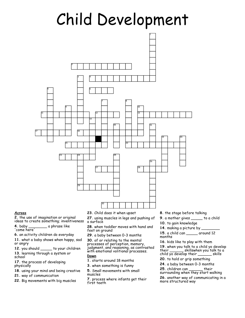 Child Development Crossword