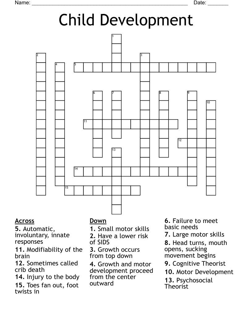Child Development Crossword