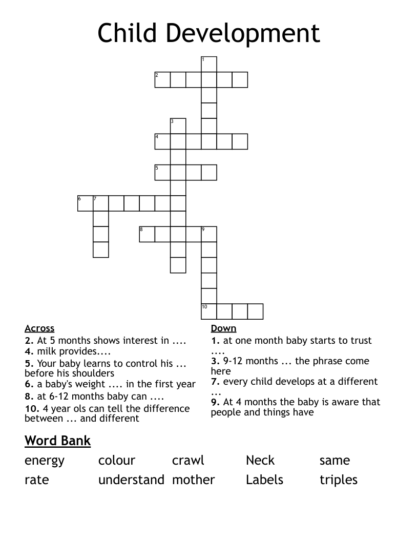 Child Development Crossword