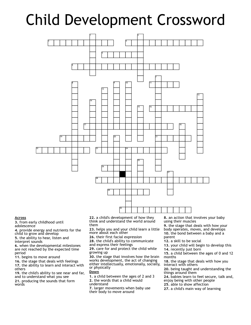 Child Development Crossword