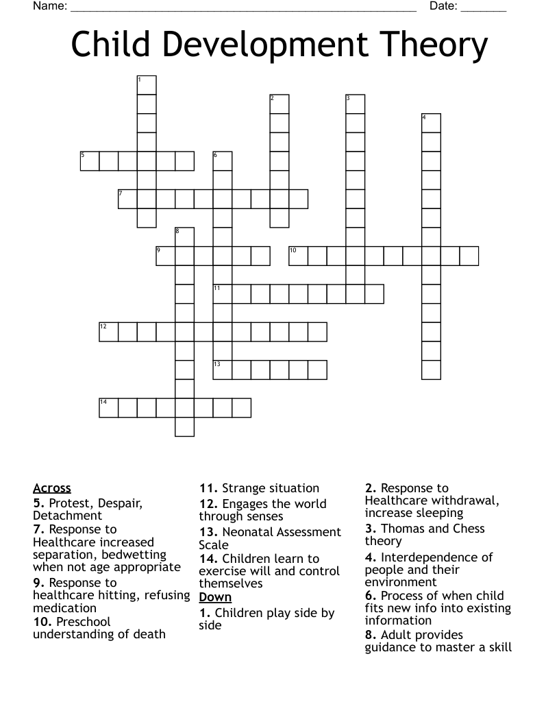 Child Development Theory  Crossword
