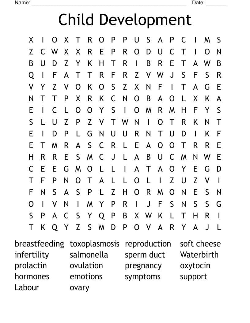 Child Development  Word Search