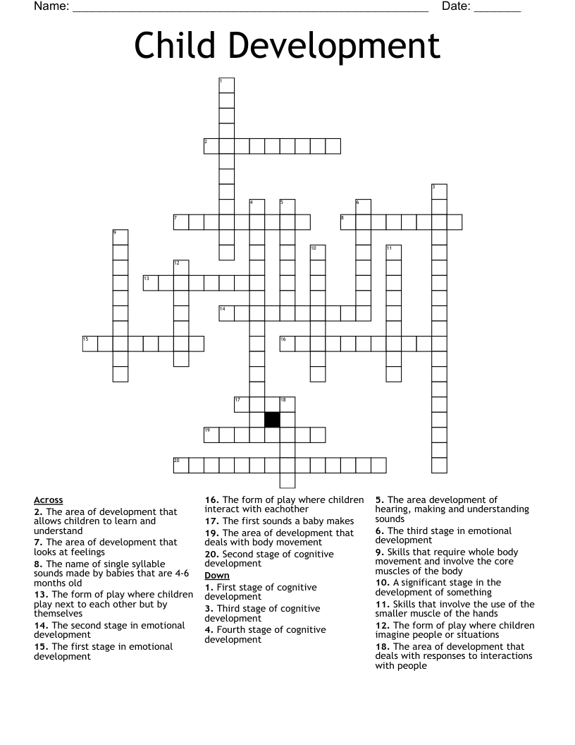 Child Development  Crossword