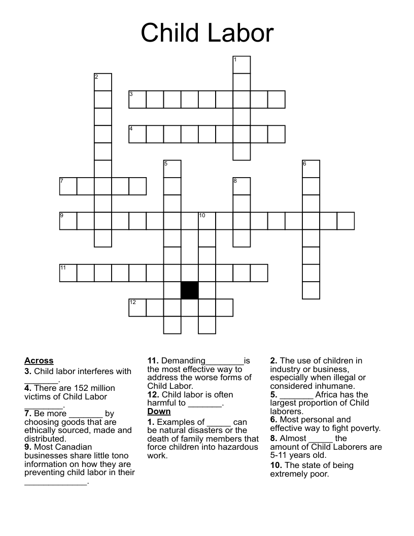 Child Labor Crossword