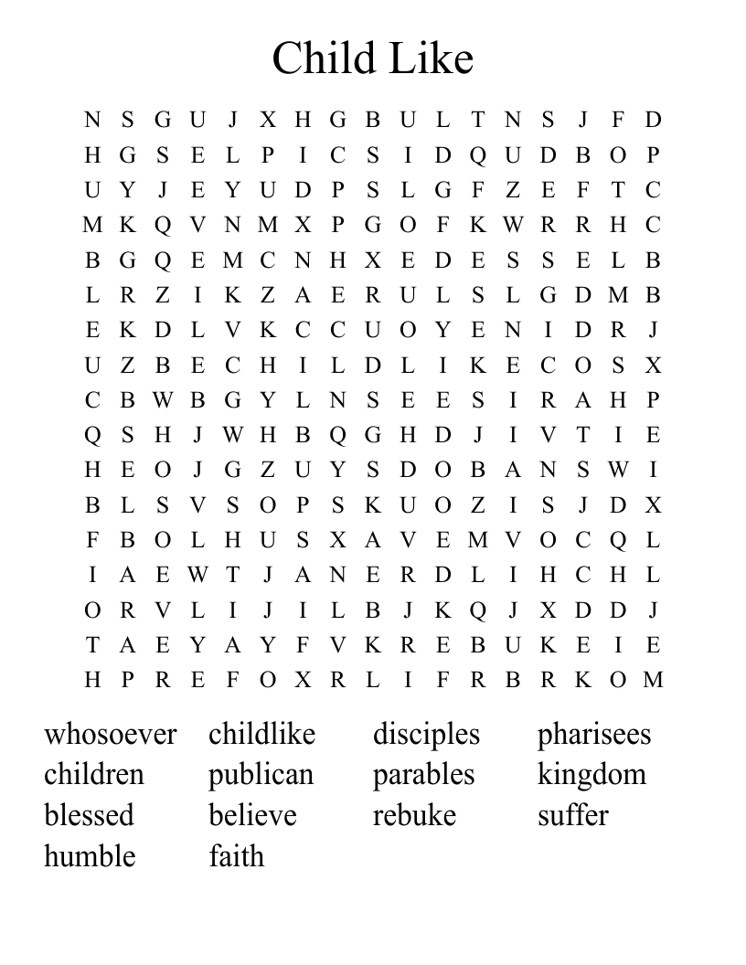 Child Like Word Search