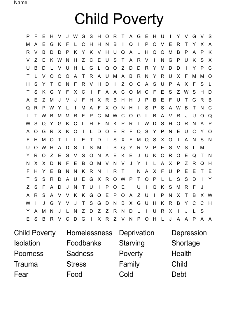 Child Poverty Word Search