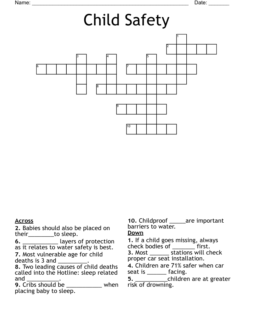 Child Safety Crossword