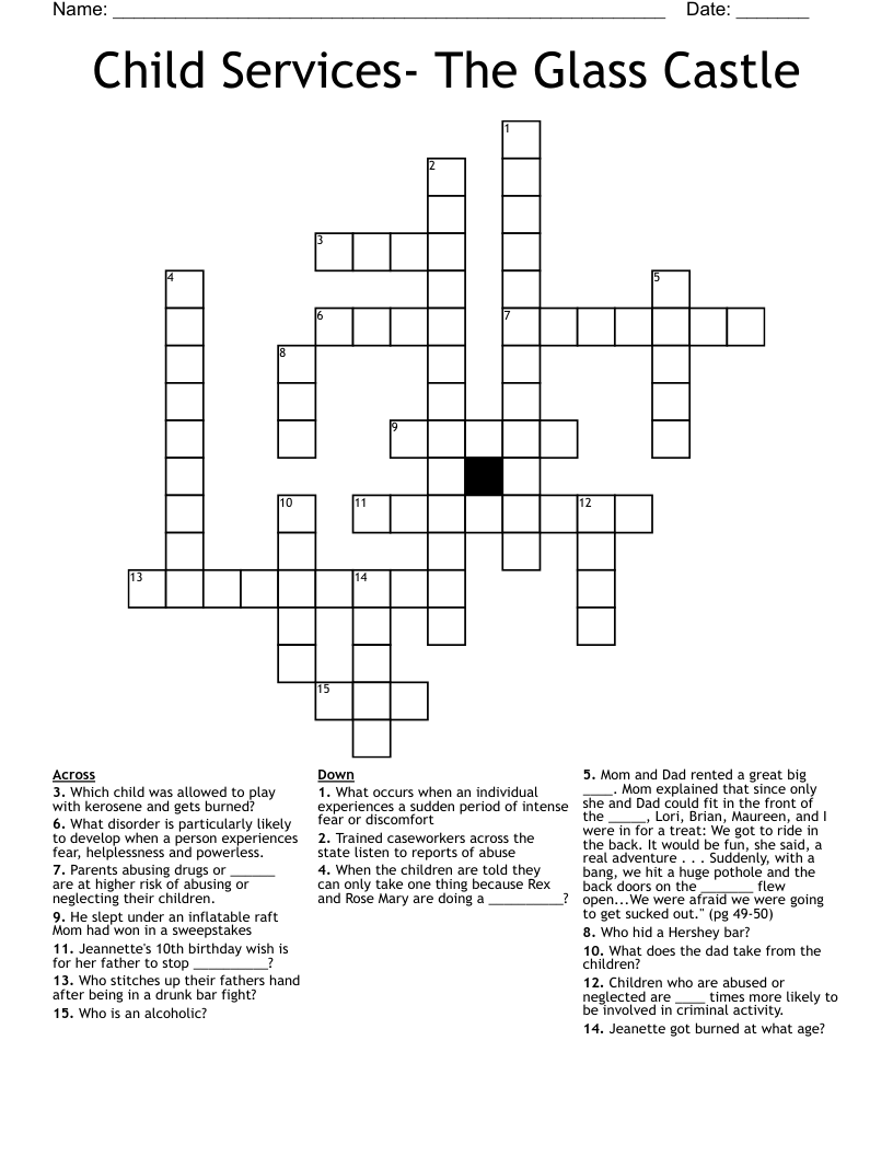 Child Services- The Glass Castle Crossword