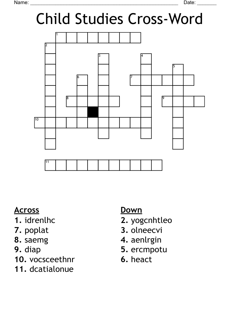 Child Studies Cross-Word Crossword