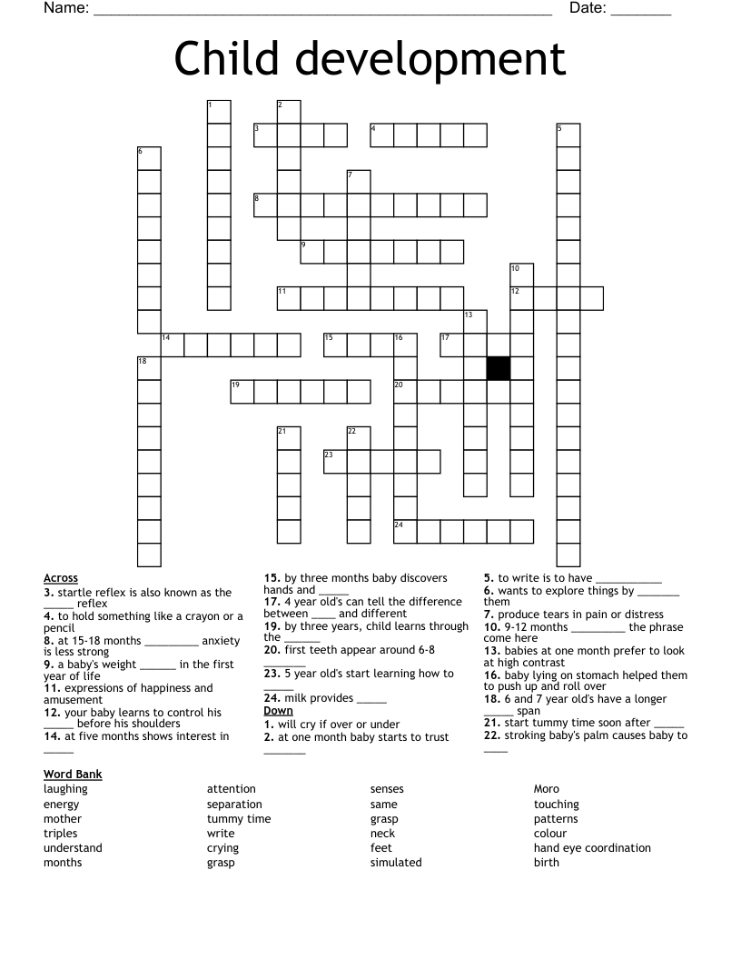 Child development Crossword