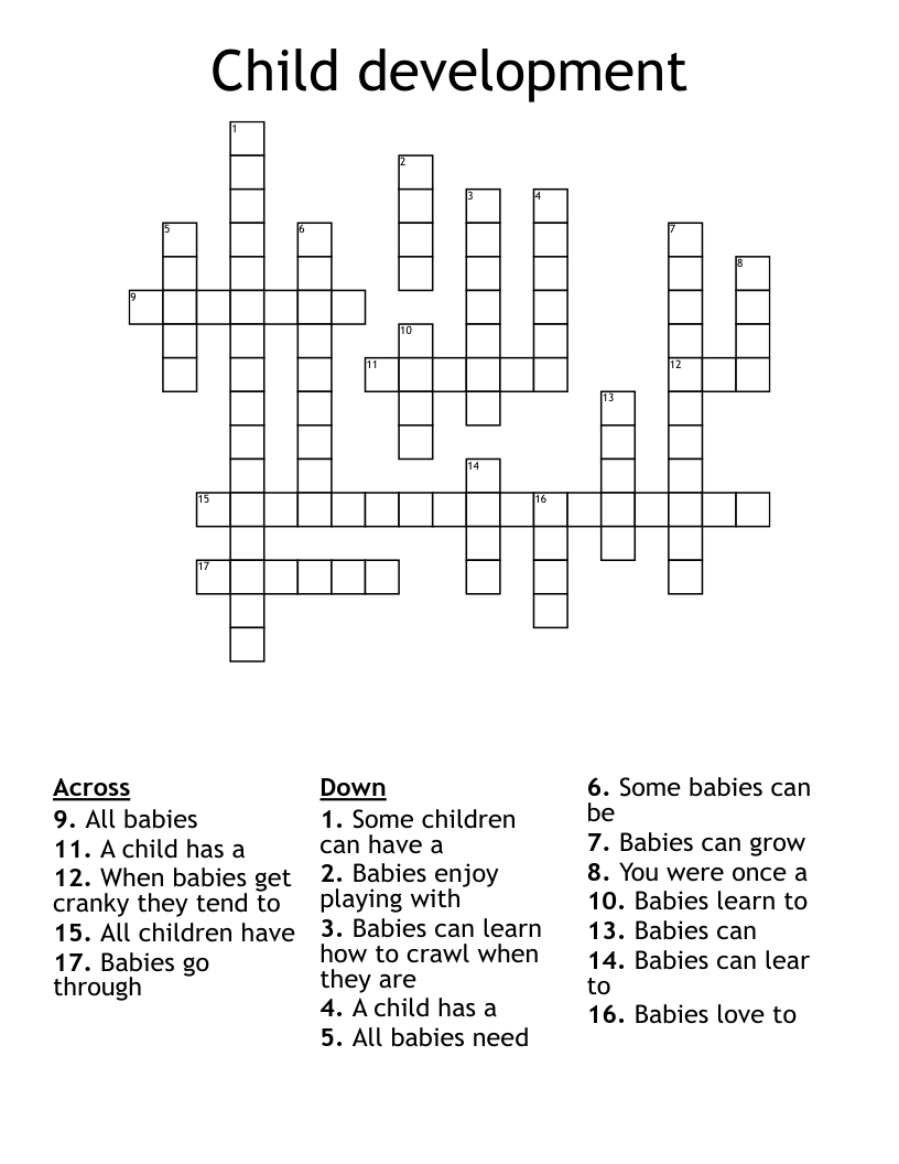 Child development  Crossword