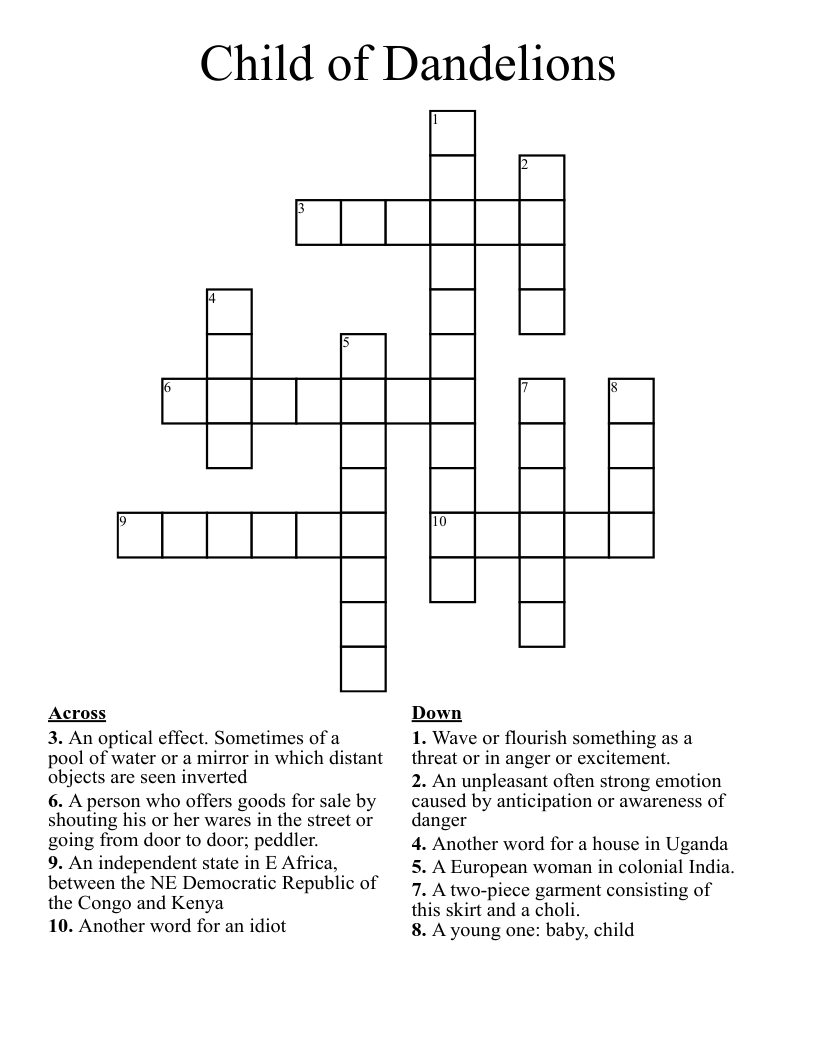 Child of Dandelions Crossword