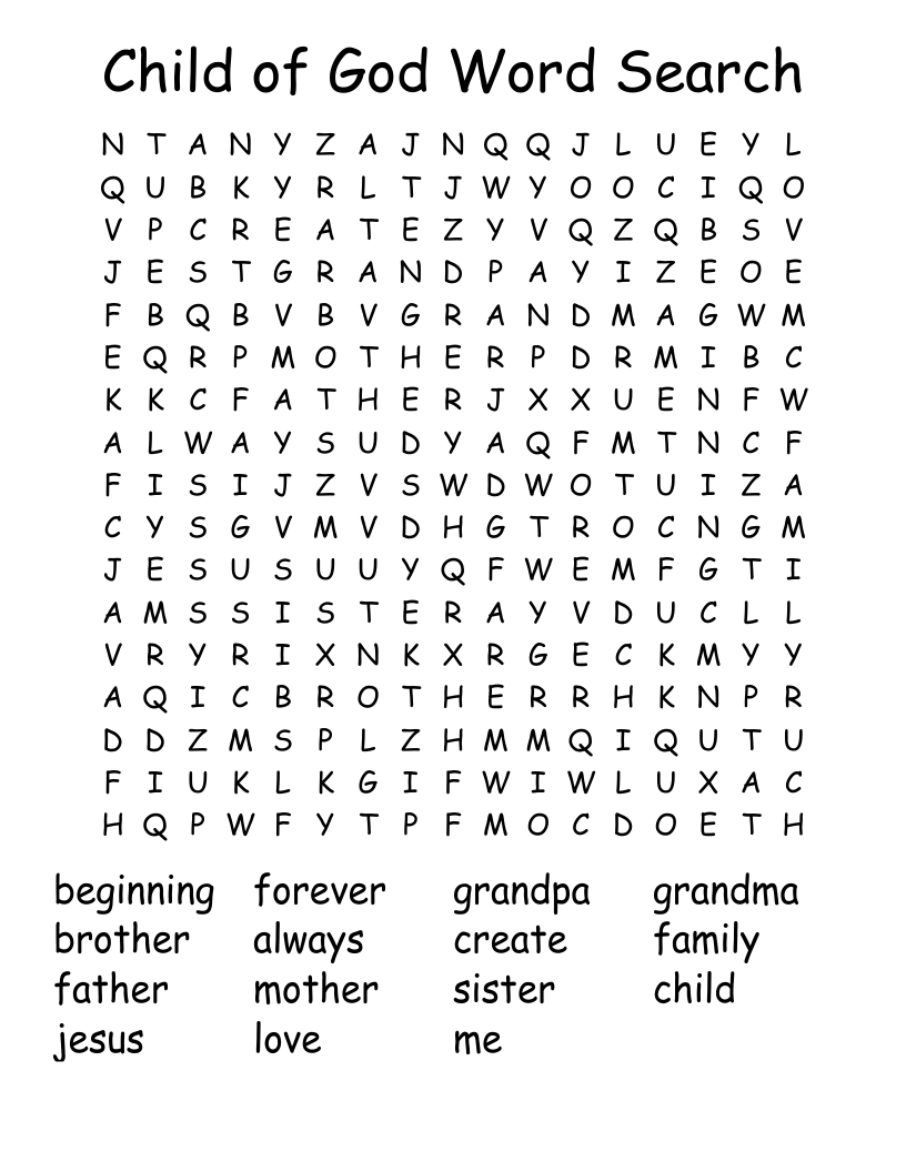 Child of God Word Search