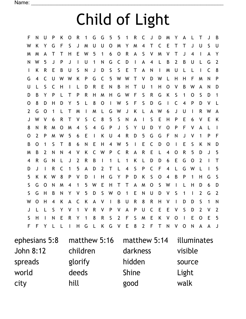 Child of Light Word Search