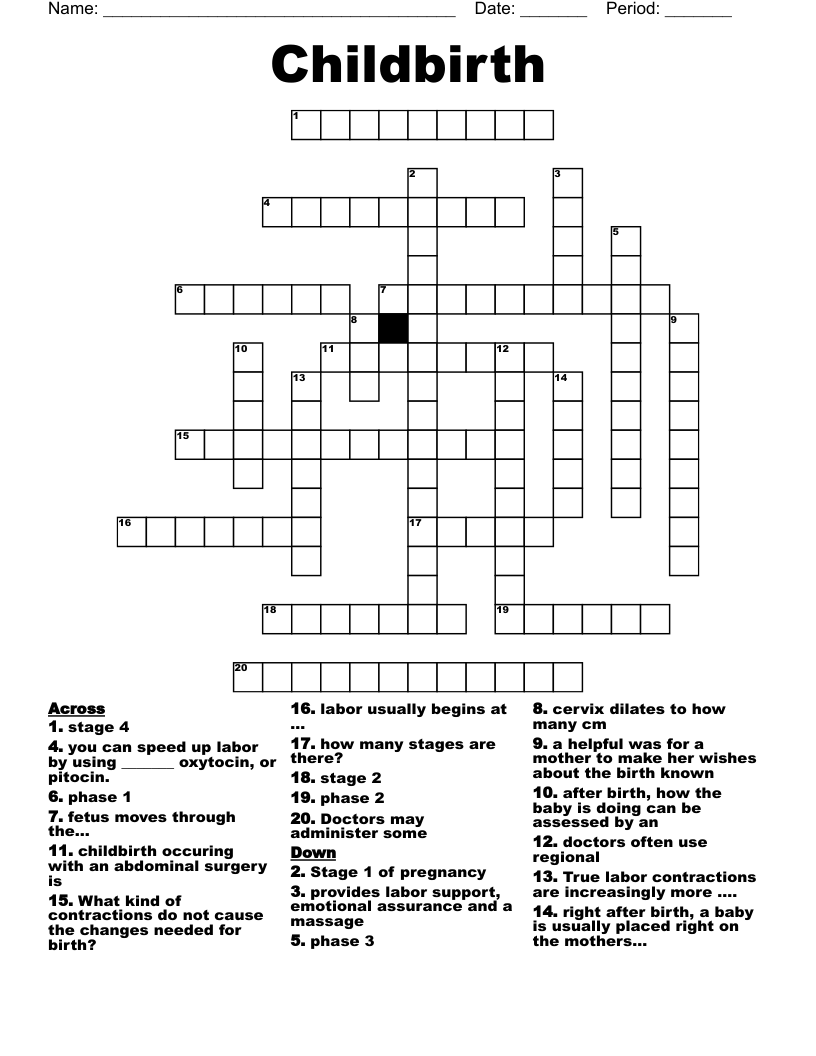 Childbirth Crossword
