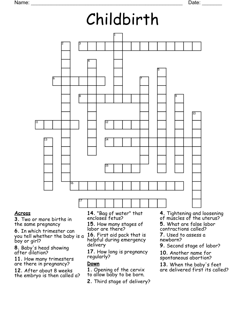 Childbirth Crossword