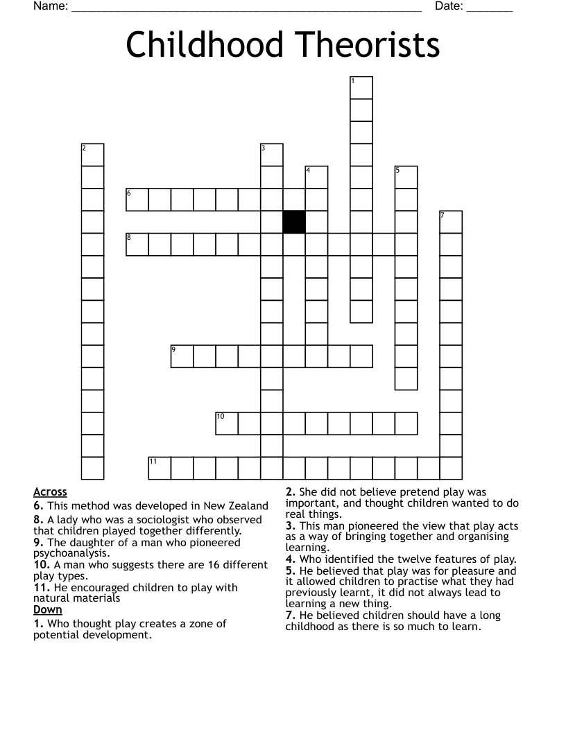 Childhood Theorists Crossword