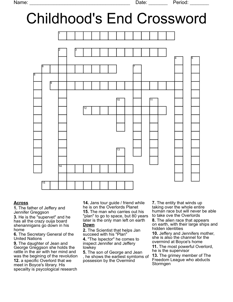 Childhood's End Crossword