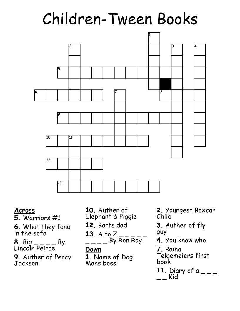 Children-Tween Books Crossword