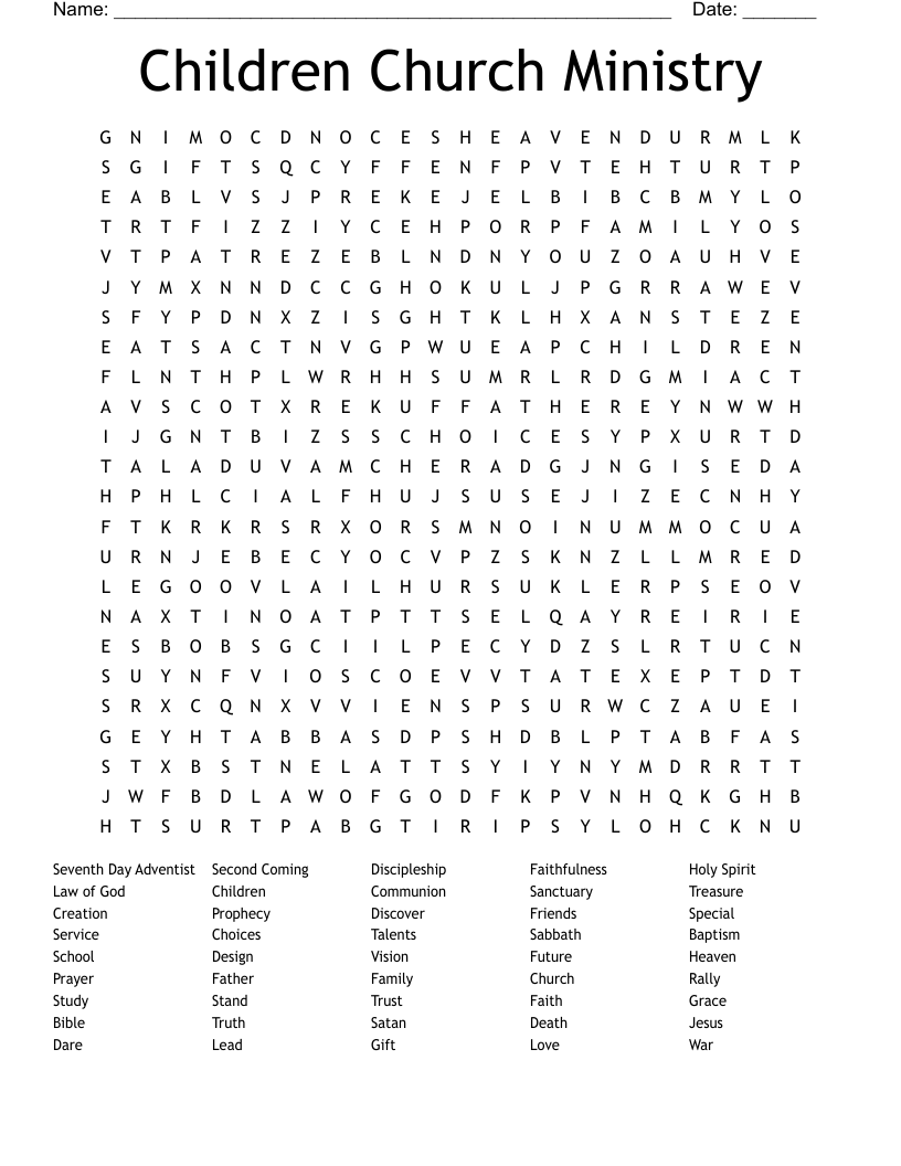 Children Church Ministry Word Search