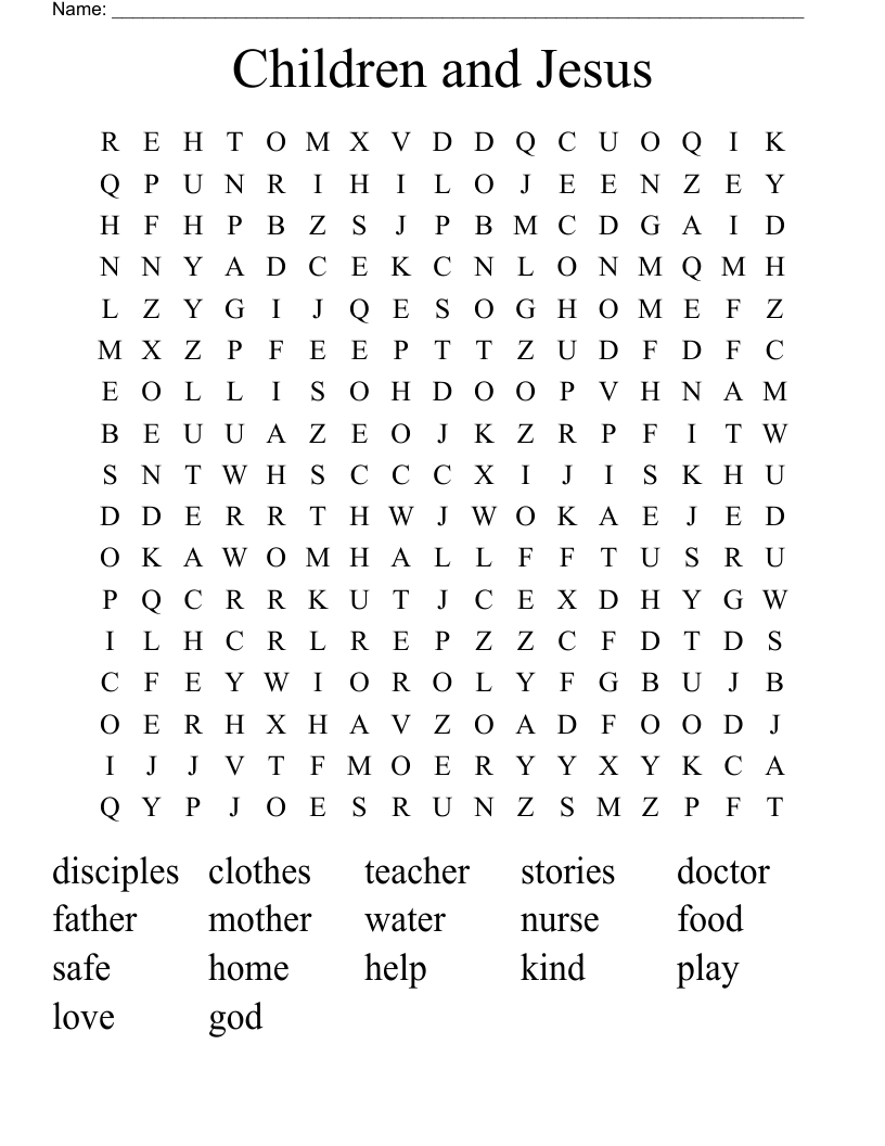 Children and Jesus Word Search