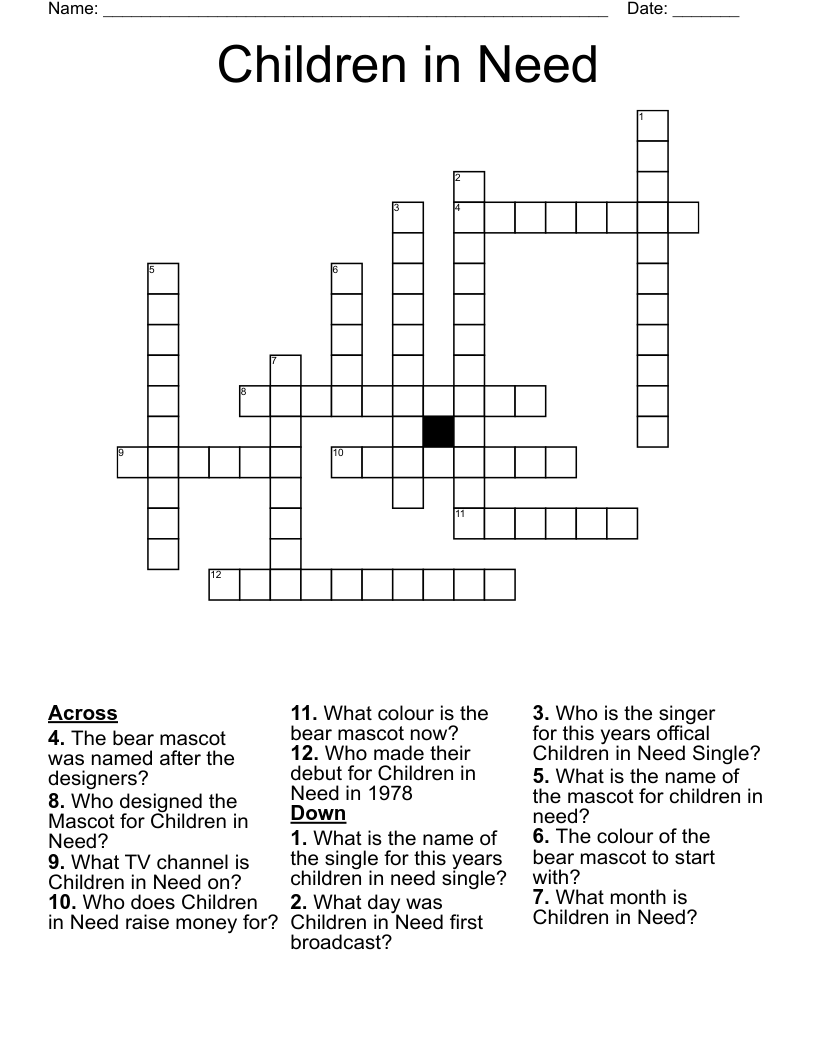 Children in Need  Crossword