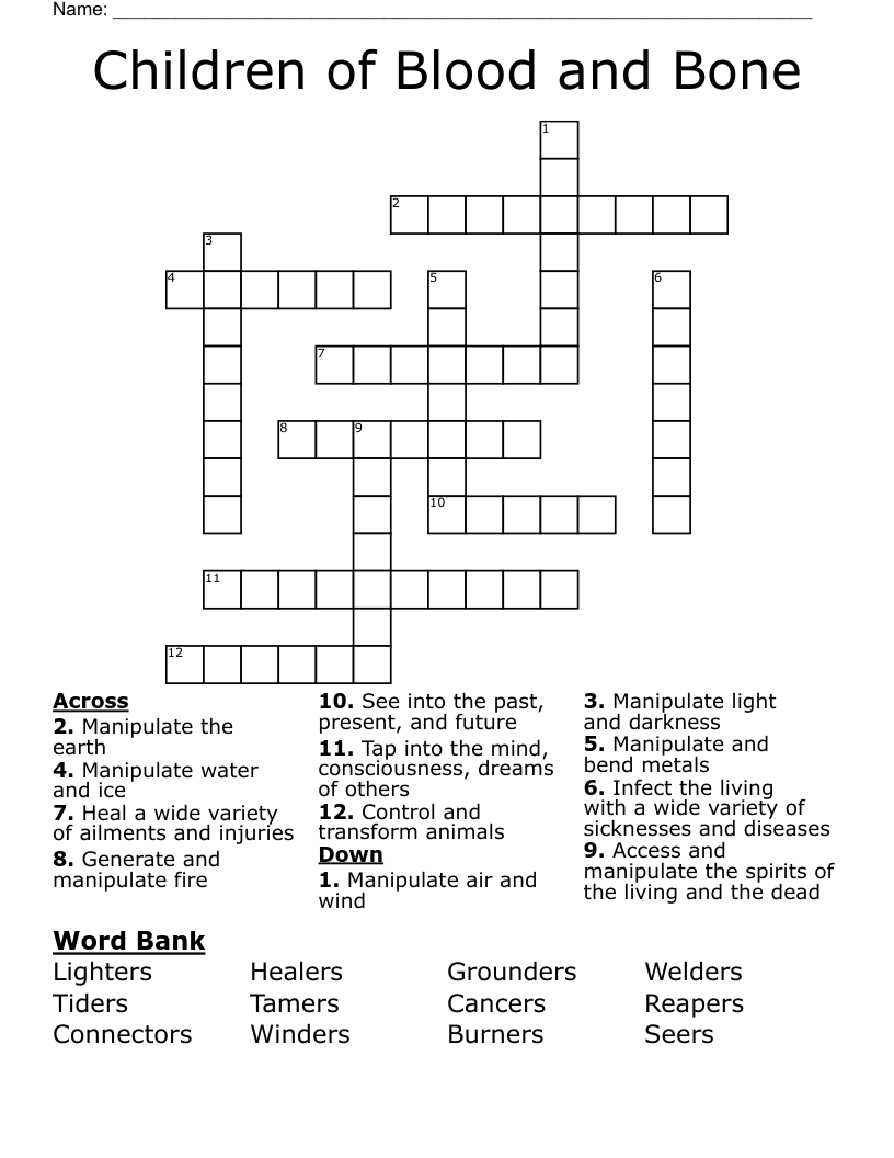 Children of Blood and Bone Crossword