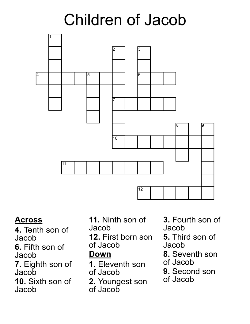 Children of Jacob Crossword