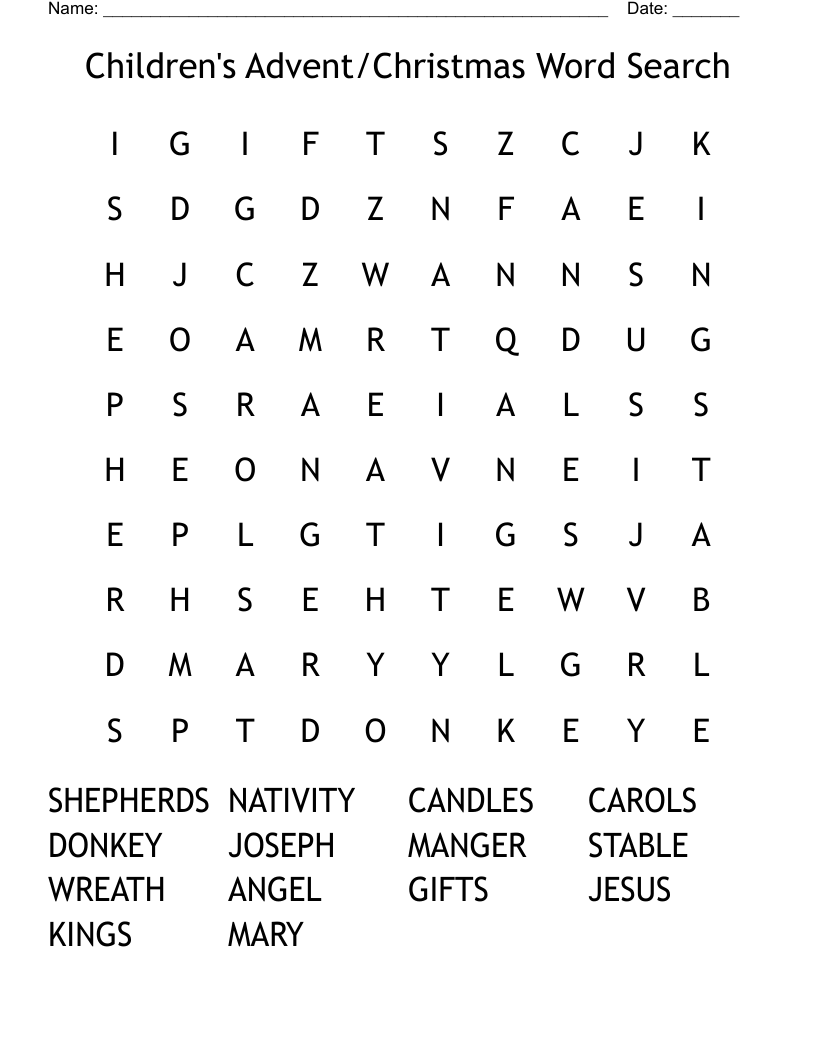 Children's Advent/Christmas Word Search