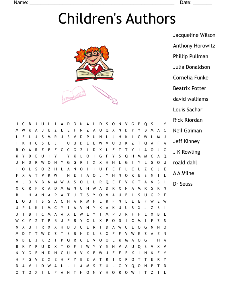 Children's Authors Word Search