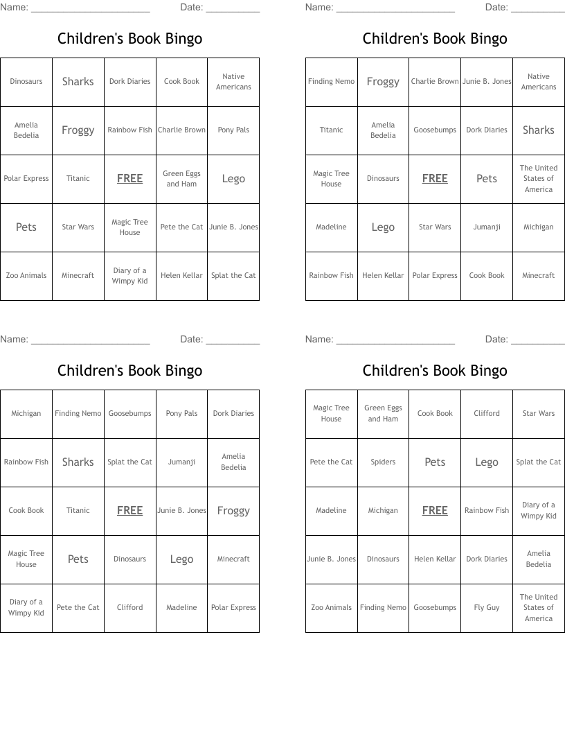 Children's Book Bingo