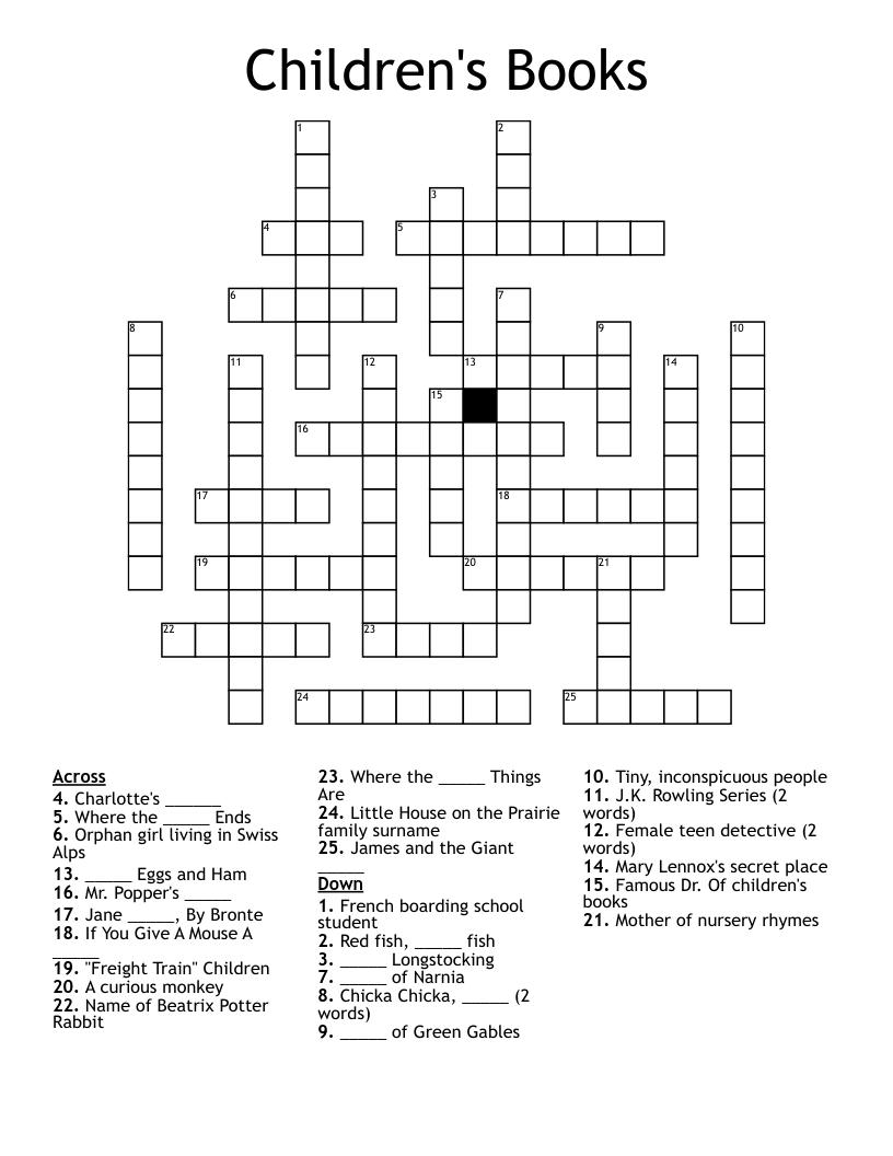 Children's Books Crossword