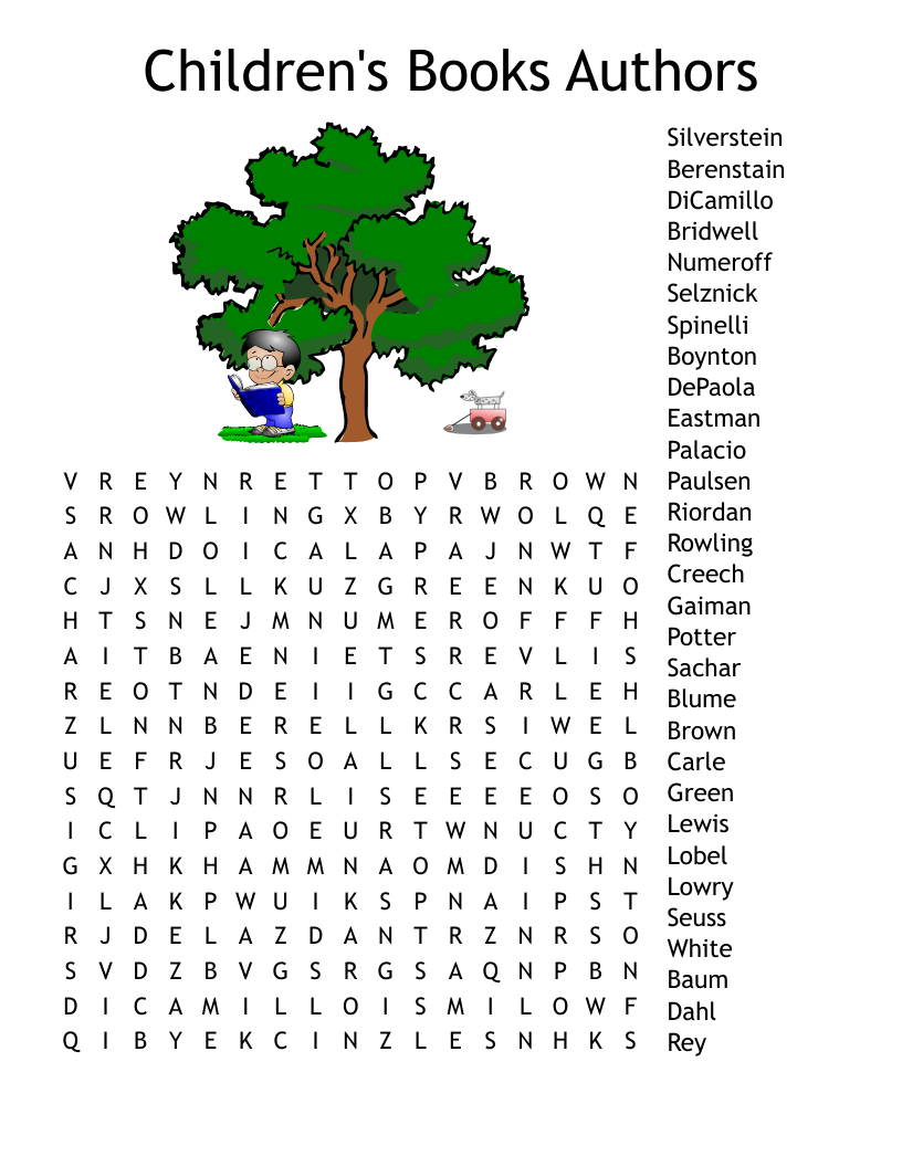 Children's Books Authors Word Search