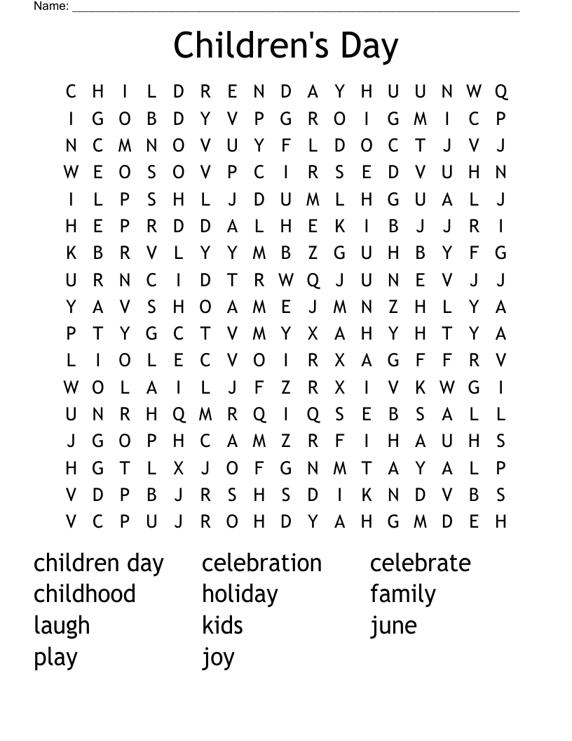 Children's Day Word Search