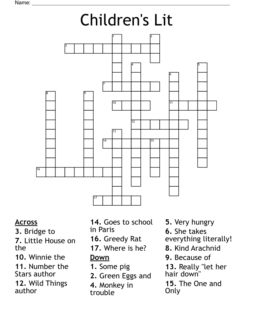 Children's Lit Crossword