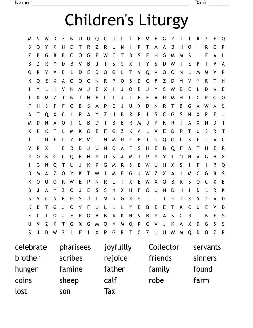 Children's Liturgy Word Search
