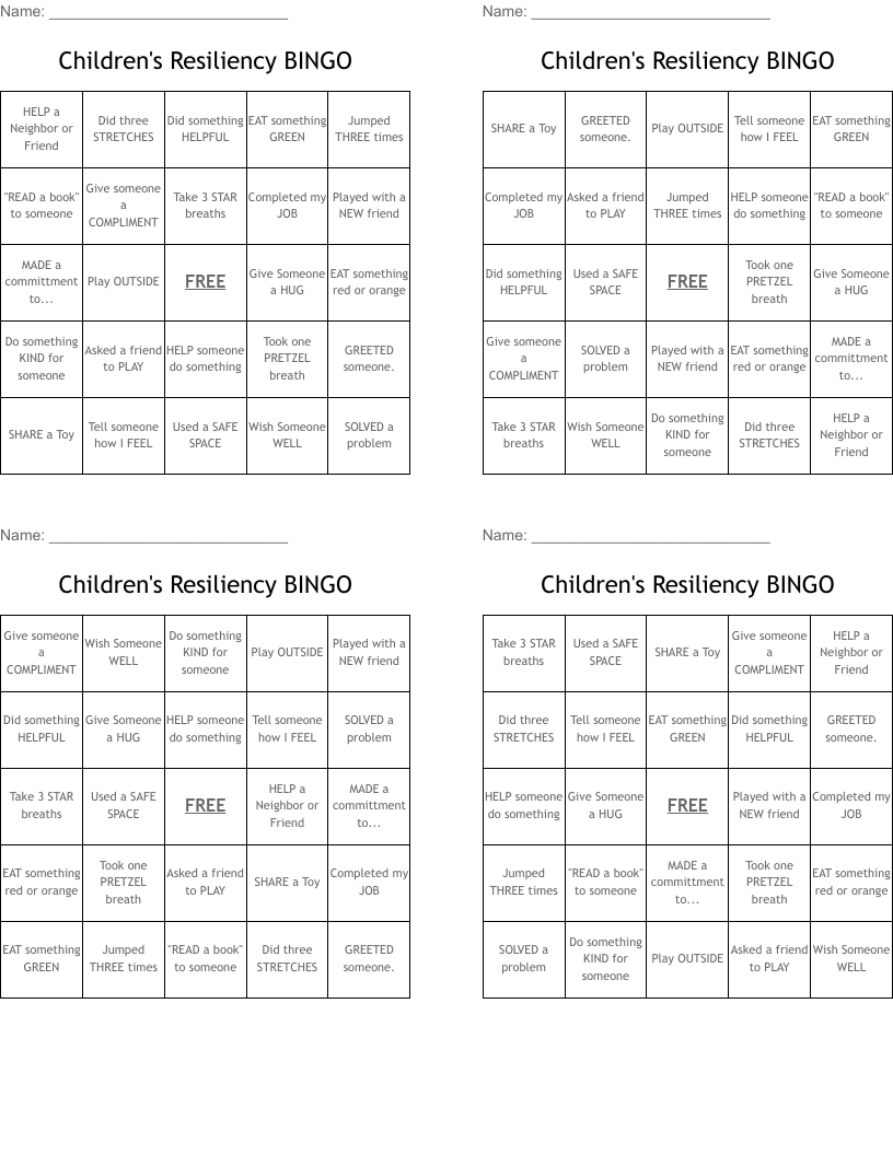 Children's Resiliency BINGO
