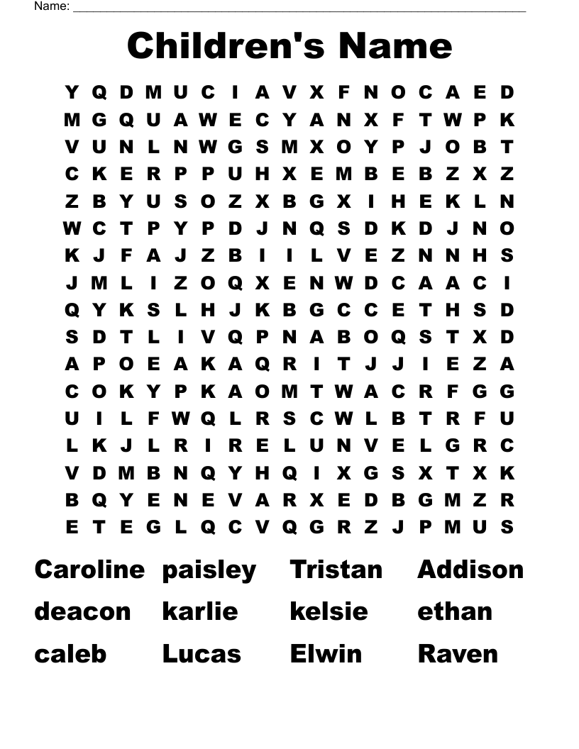 Children's  Name Word Search