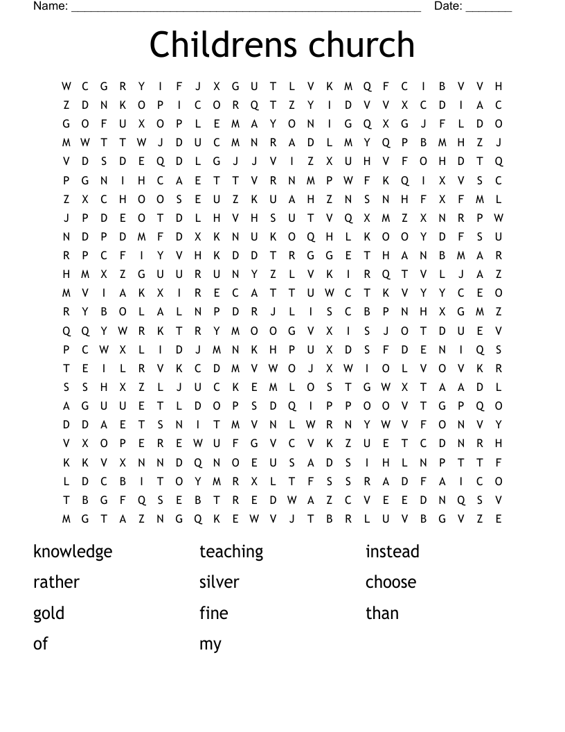 Childrens church Word Search