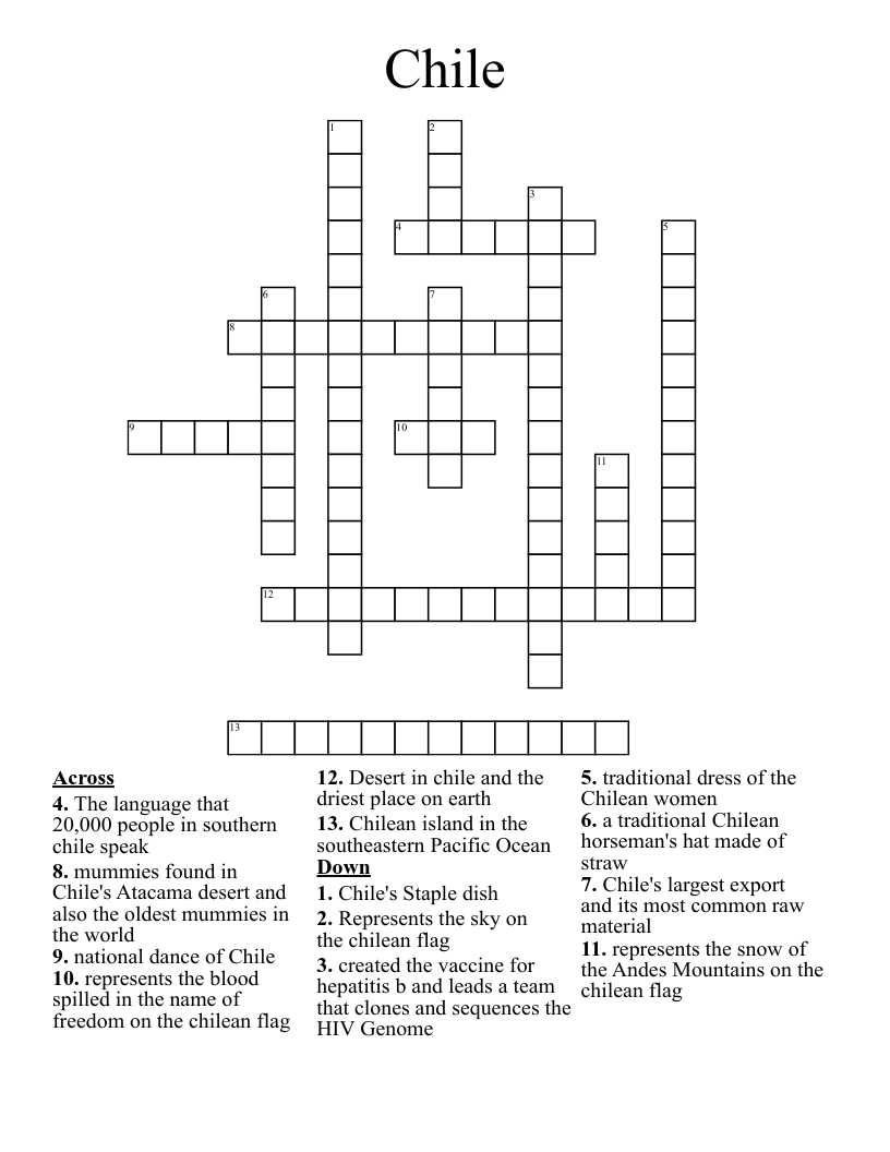 Chile Crossword