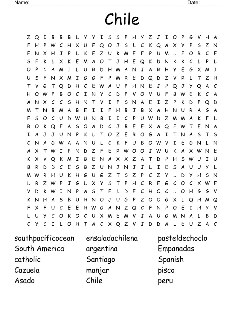 Chile Word Search