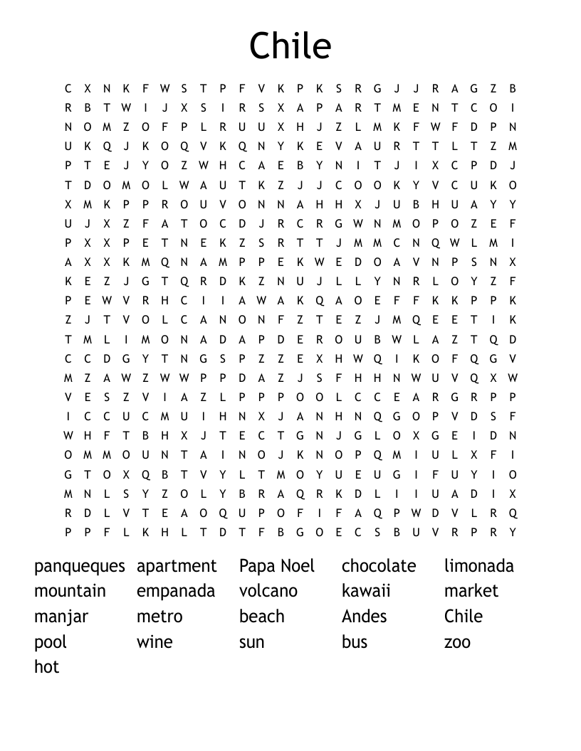 Chile Word Search