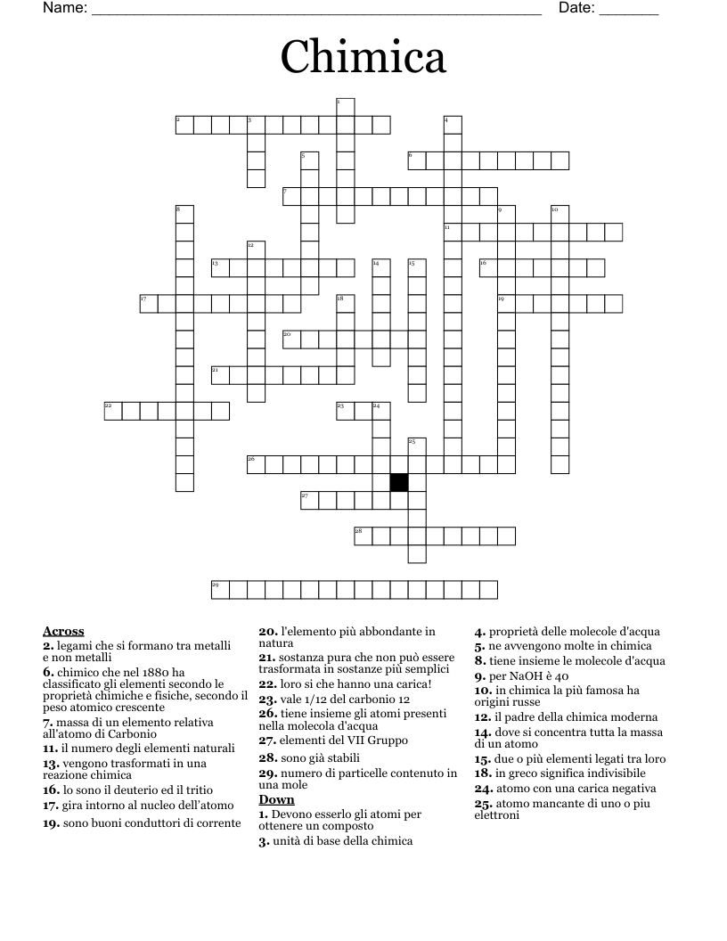 Chimica Crossword