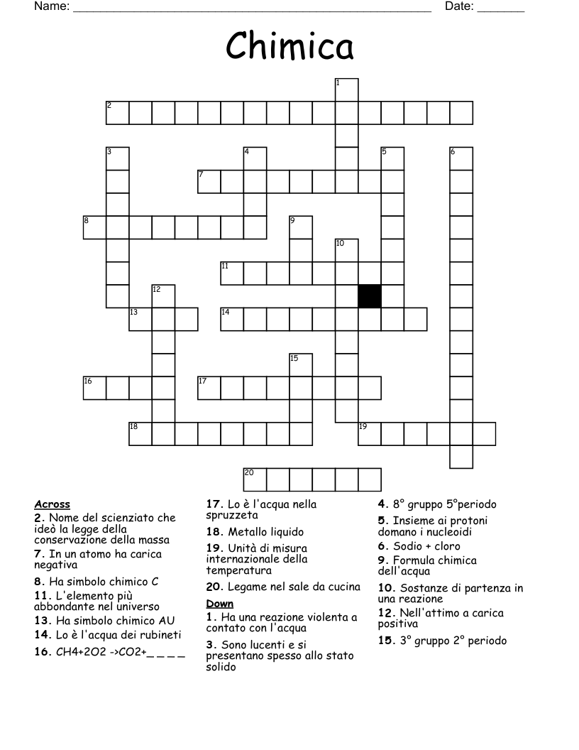 Chimica Crossword