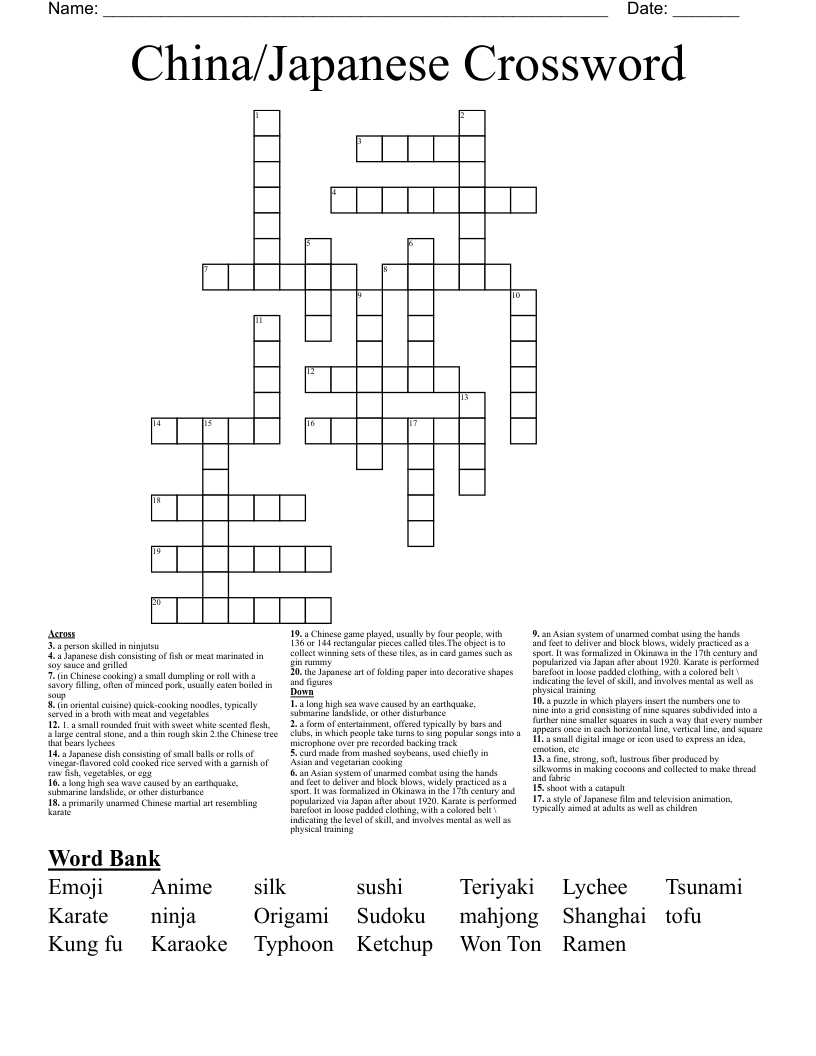 China/Japanese Crossword