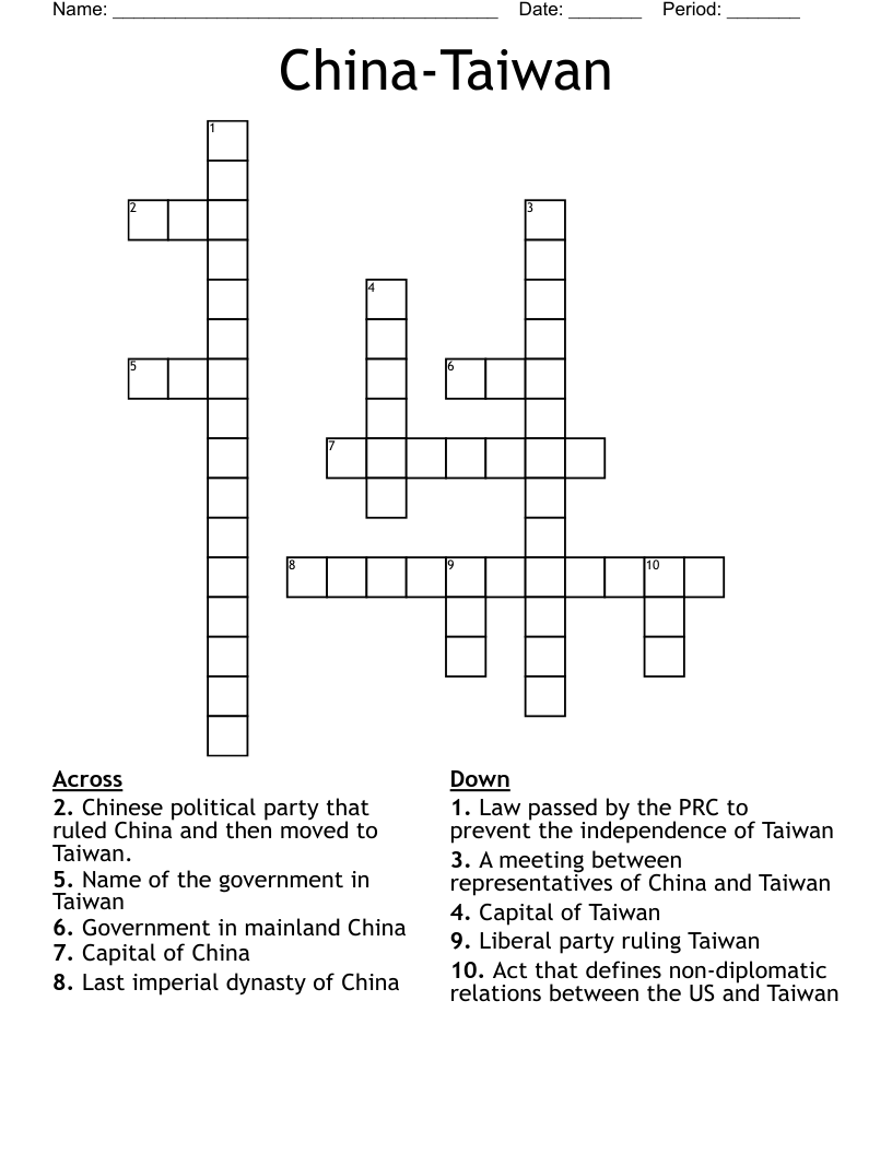 China-Taiwan Crossword