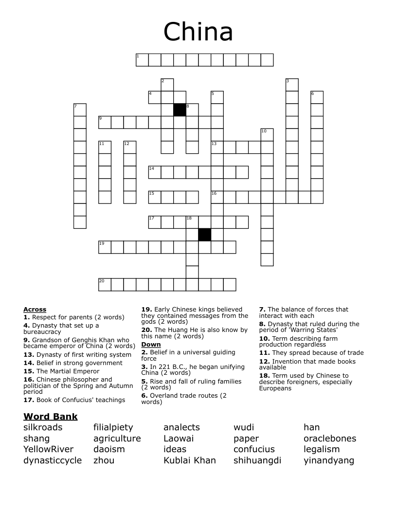 China Crossword