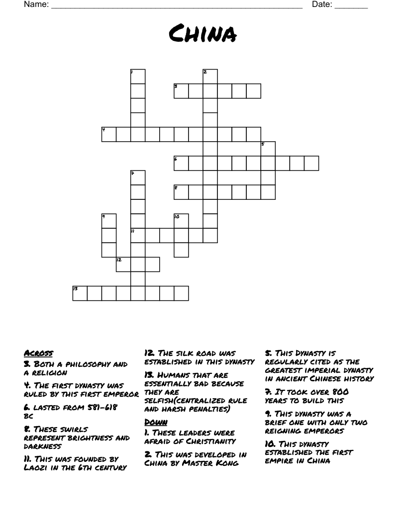 China Crossword