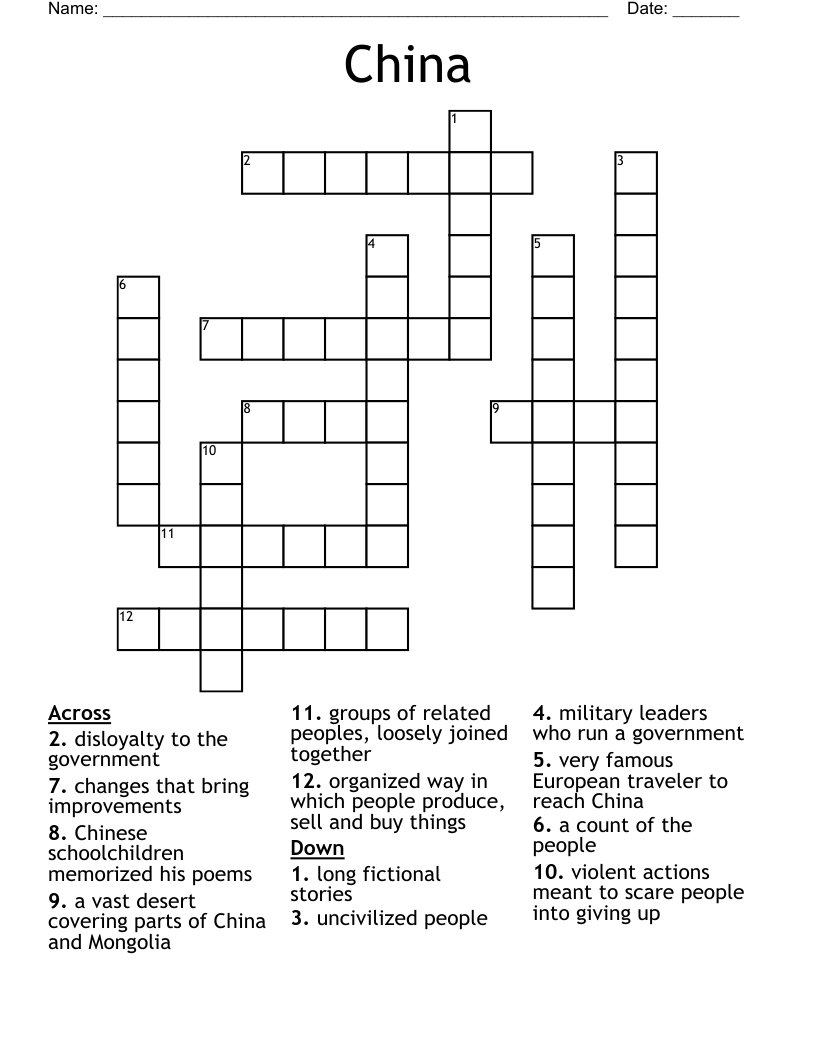 China Crossword